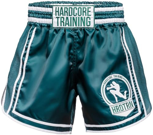 Hardcore Training Classic Muay Thai Shorts Herr Kickboxning MMA Kampsport Sparring Boxning (DE/NL/SE/PL, Alfa, XXL, Regelbunden, Regelbunden, Dark Green)