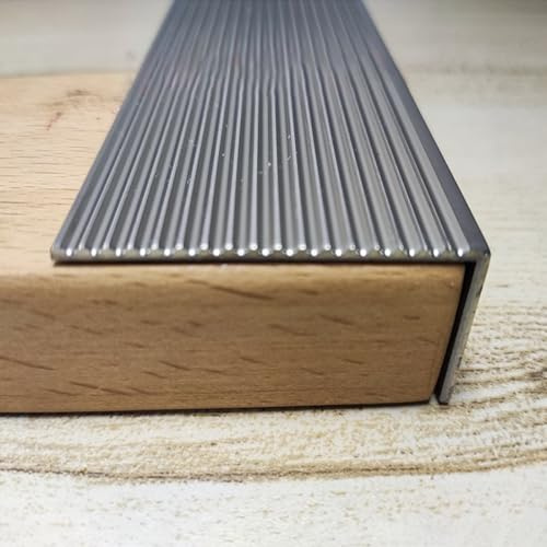 Perfil de Transición 100-160 Cm Protector de Borde de Escalera de Acero Inoxidable, Moldura de Borde de Escalera para Escalones de Hormigón/Cemento/Baldosas, Moldura de Protección de Borde de Escalera