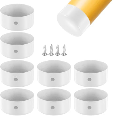 M METERXITY 8-Pack Handrail End Caps, 1.77 Inch/45mm ID, White | Stainless Steel, Round Handrail End Caps, for Furniture, Stair, Guardrail Tube End Cover