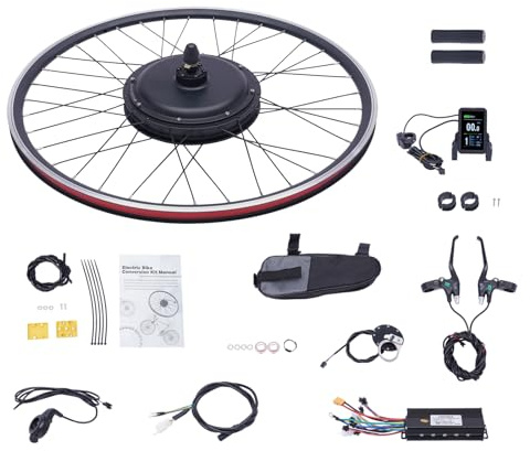 CAIYGG 700C 48V 1000W E-Bike Umbausatz Fahrrad Umbau Kit Bürstenlos und Getriebelos für 28Zoll, 29Zoll und 700C Vorderrads 5 Gänge Gangverstellung Umbausatz für Elektrofahrräder