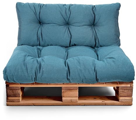 Best Wool Palettenkissen Set – Sitzkissen für Europaletten – Palettenpolster, Gefüllt mit Granuliertem Poulirette-Schaum – Inkl. Sitzkissen 120x80 +Rückenlehne 120x40