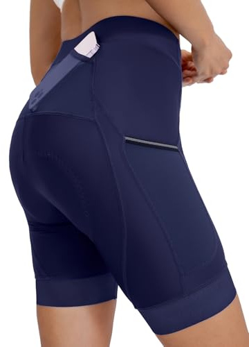 ARSUXEO Premium 4D vadderade cykelshorts dam cykelshorts cykelshorts cykelshorts 3 fickor, Mörkblått, XL