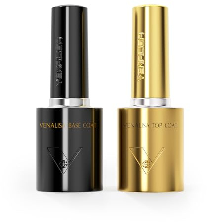 VENALISA Vernis Semi Permanent Top Coat & Base Coat,No Wipe Top Coat Gel UV Set,Vernis à ongles Gel Semi permanent Manucure Gel Nail Polish Pailletée
