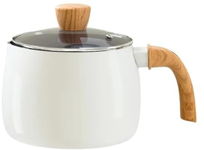 Cazo De Leche Sartén antiadherente de 2,2 L con tapa, olla pequeña for leche con boquilla, olla de cocina multifunción adecuada for cocina de inducción y Camping