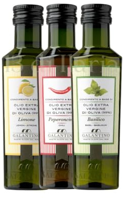 Pack Degustación Condimentos con Aceite de Oliva Virgen Extra 3x100 ml | Limón, Albahaca y Guindilla. Elaborados con aceite de oliva virgen extra italiano