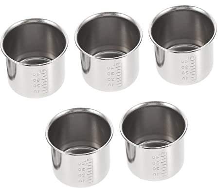Generic 5 Piezas taza medidora tiradores de metal irrompibles taza de medicina graduada taza de medicina de metal vaso medidor con escala medidas tazas acero inoxidable 304 Plata