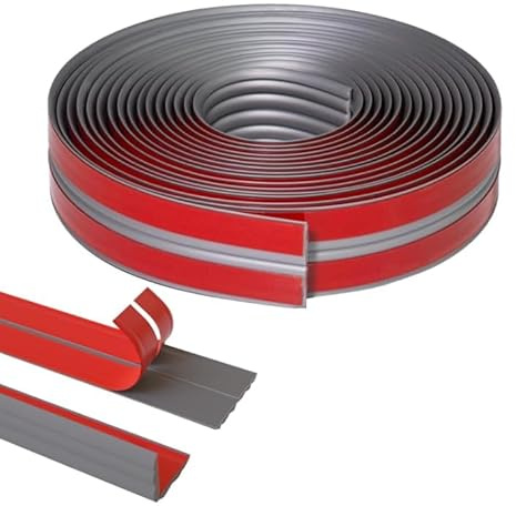 MeYuxg Molduras decorativas autoadhesivas grises 5 m x 4 cm, TPE flexible Moldura de techo autoadhesiva, autoadhesiva, para bordes de pared, suelos, armarios