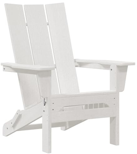 vidaXL Klappbarer Adirondack-Stuhl Weiß 80,5 x 74,5 x 92 cm HDPE, Garten und Terrasse, moderner Klappstuhl, entspannen im Freien, ergonomisches Sitzen, wetterfestes Gartenmöbel