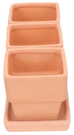 Abaodam 1 Ensemble Bac à Fleurs Terre Cuite Drainage de Pots Carrés pour Plantes Intérieur Durable pour Jardin