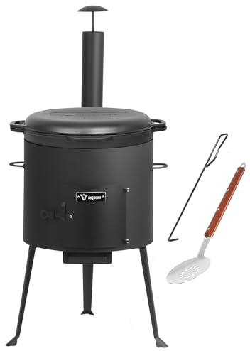 BBQ-Toro Kazan in ghisa con forno Kazan Ø 39,5 cm, pentola da 16 l con coperchio, in ghisa, per gulasch, caldaia, forno da esterno, forno elettrico, forno singolo, camino, cucina all'aperto
