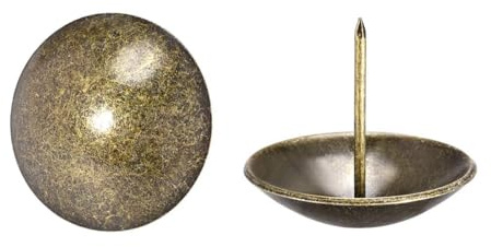 Unifizz 30 piezas de tachuelas para tapicería 40 mm x 37 mm con cabeza redonda decorativa, clavos para muebles en tono bronce para sofá, silla, cabeceros, alfombras, artesanía en madera