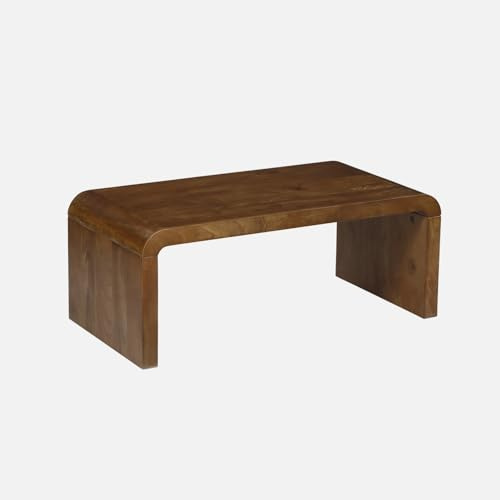 sweeek - Table basse rectangulaire en bois de manguier massif 100cm noyer