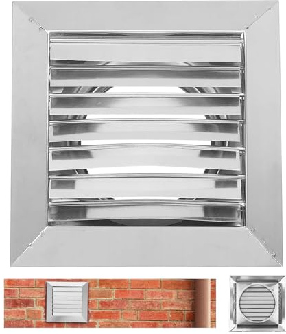 Grille de ventilation 120 mm avec grille anti-insectes, clapet anti-retour en acier inoxydable 304, grille de protection contre les intempéries, avec lamelles mobiles, grille de ventilation Ø 120 mm