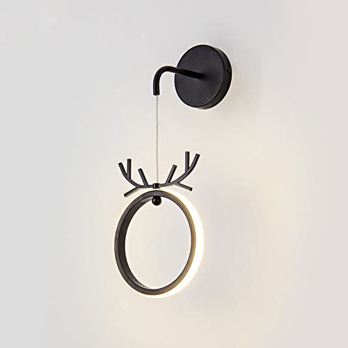 XYNSNDB Lampade da Parete Lampada da Parete a LED con Anello Luminoso Lampada da Parete Lampada da Parete in Metallo, Lampada da Parete con Cervo Lampade da testiera, Luci da Parete per Soggiorno
