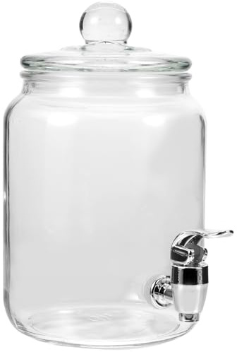 PERSELOSO Contenitore per Bevande in Vetro con Rubinetto Abs, Bottiglia la Conservazione e Produzione di Vino da 4 Litri, Barattolo Sigillato per Uso Interno ed Esterno