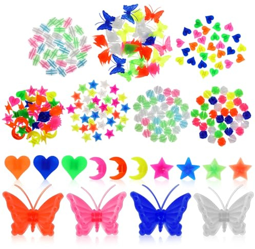 MOBUTOFU Fahrradperlen 252 Stück aus Kunststoff und Harz in Bunten Formen Wie Mond Stern Herz Schmetterling zur Dekoration von Kinderfahrrädern und Einfachem Anbringen im Außenbereich