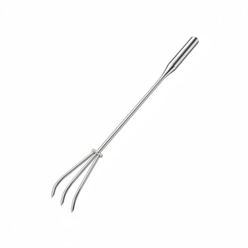 DimyFew Rastrello in Acciaio Inox Multifunzione Rastrello Multiuso da Giardino Resistente Alla Corrosione per Orto , Rastrello A 3 Denti In Acciaio Inossidabile Da 70 Cm