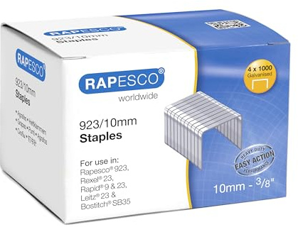 Rapesco S92310Z3 Typ 923/10 mm Kraftig Galvaniserad Fintrådsklammer, 4000 Klammer