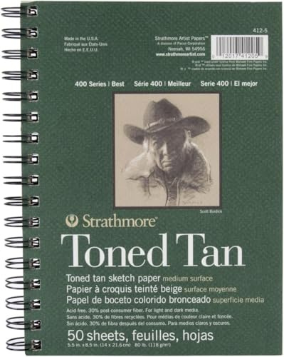 Strathmore, Blocco Note a Spirale per Schizzi, Carta Marrone, 14 cm X 21.6 cm