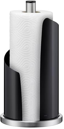 kela Küchenrollenhalter schwarz, für dicke Rollen, Küchenpapierhalter stehend 32 cm hoch, STELLA, Edelstahl/Metall