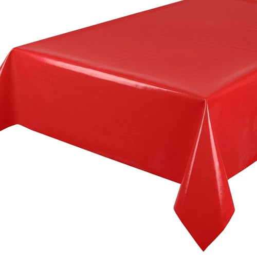 BEAUTEX Wachstuchtischdecke eckig 140x120 Rot abwischbar einfarbig Uni | wasserundurchlässig, pflegeleicht, strapazierfähig, zuschneidbar, glatte Oberfläche, ideal für Küche, Garten & Balkon