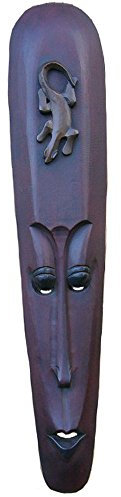 Unbekannt Holzmaske Gecko Relief 1m Wandmaske Wandskulptur Wanddeko
