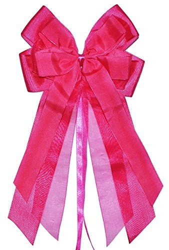 alles-meine.de GmbH 3-D Schleife - pink/rosa - 17 cm breit u. 31 cm lang - Geschenkband/Geschenkschleife für Geschenke und Schultüten - Geschenkeschleife/Dekoschleife