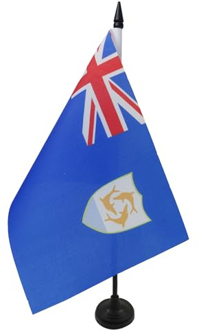 AZ FLAG Anguilla bordsflagga 21 x 14 cm - liten gammal kontorsflagga 14 x 21 cm