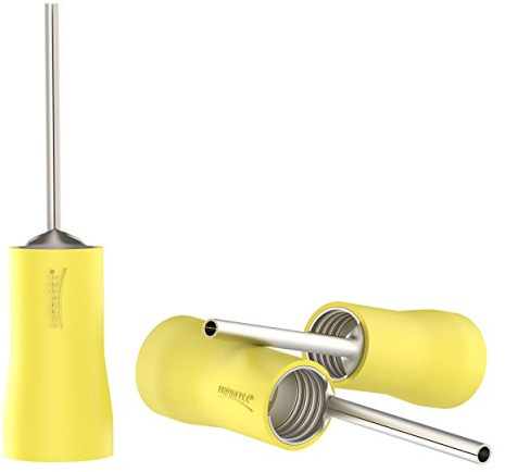 AUPROTEC 50x Capicorda a Puntale 4-6 mm² giallo punta 13 mm PTV Connettori Puntali Rotondi Preisolati PVC Tipo Pin Tondo Rame Stagnato Terminali per Cavi Fili Elettrici