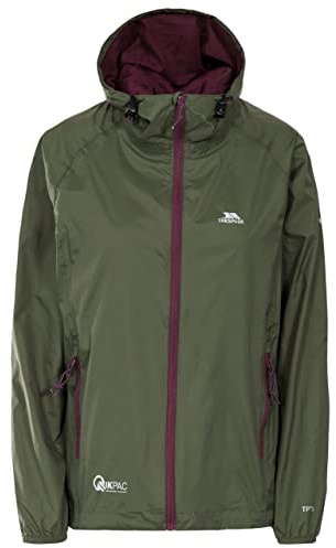 Trespass Womens Waterproof Jacket Packaway Raincoat Zip Pockets Adjustable Hood Qikpac
