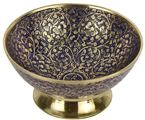 Bitto Räucherschale Indore Messing Sortiert blau, schwarz oder rot, Höhe 5,5 cm, Ø 12 cm