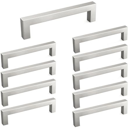 homdiy 10 Pack 5 Hole Center Brushed Nickel Kitchen Cabinet Handles