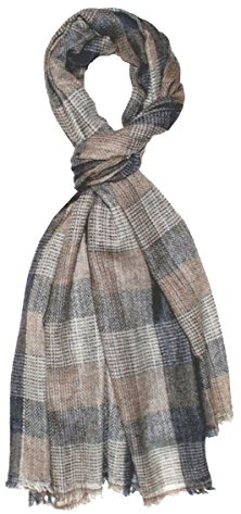 Lorenzo Cana Sciarpa da Uomo 100% Cashmere - Panno in Fibra Naturale, A Scacchi, Cammello Naturale, 70 x 200 cm