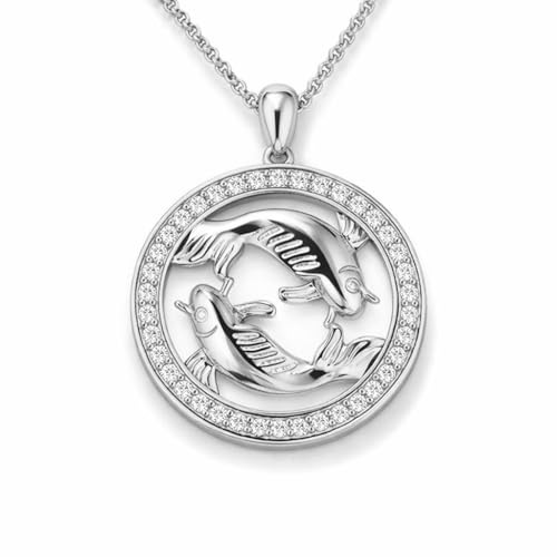 PAVELS Eclipse Kollektion Sternzeichen Halskette Silber – 12 Tierkreiszeichen Konstellation Anhänger – Astrologie Schmuck Geschenk für Damen