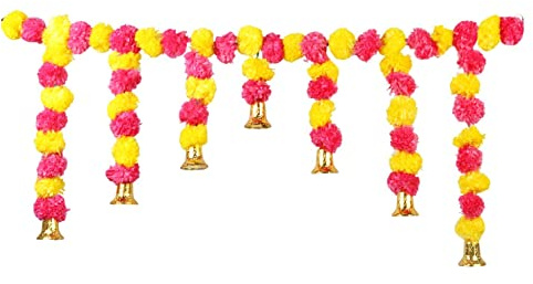 Estationeryhouse Ringelblume Toran Ringelblume Girlande mit Glocken Tür Valenz hängende Ringelblume Blume Dekoration