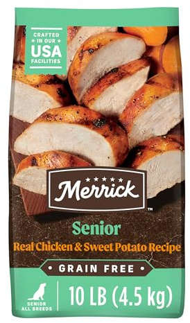 Merrick Premium Grain Free Dry Senior Dog Food, Wholesome And Natural Kibble, Real Chicken And Sweet Potato - 10.0 lb. Bag