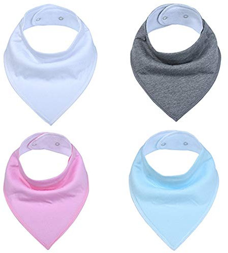 Egurs Bavoir Triangulaire 100% Coton pour bébé avec Boutons-Pression