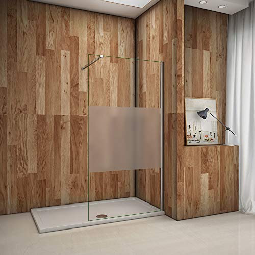 AICA Parete Doccia 100x200cm Con Fissa Walk In Vetro 8 MM Trasparente Con Barra Stabilizzatrice Regolabile 73-120cm