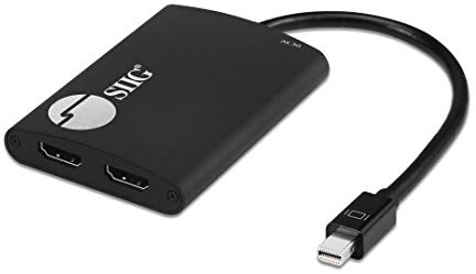 SIIG Mini DisplayPort 1.2 to Dual HDMI MST Hub, TAA Compliant, CE-DP0L11-S1 | Create two HDMI outputs from one Mini DisplayPort source; extended-display mode is not supported on macOS.