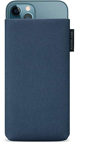 Adore June Handytasche Classic Recycled Blau kompatibel mit iPhone 13 Pro Max/iPhone 12 Pro Max, Moderne Nachhaltige R-PES Stoffe, Made in Europe