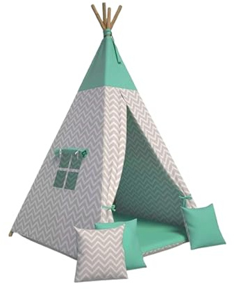 Best For Kids-Kinder Tipi Zelt Indoor | Spielzelt für Kinder mit weichen Kissen | Robustes Indianerzelt aus Baumwolle | Kinder Spielhaus | Einfacher Aufbau Tipi Zelt für Jungen & Mädchen