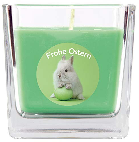 HS Candle Candela profumata in barattolo – verde Pasqua – quadrato 190 g (50 h)