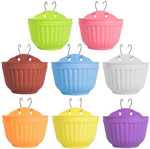 8er Bunte Wandpflanzentopf Pflanzgefäß Wandbehang Wand Hängende Pflanzentöpfe Hängetopf Blumentopf für Innen Draußen Wandpflanzer Wandmontage Fensteraufhängung Küche Kräuter Balkon Geländer Regal Zaun