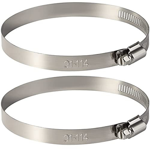 4 inch Hose Clip Clamps Adjustable Large Size Stainless Steel 2 Pack Pipe Clips Worm Drive Clamp Assorted for Securing Hose Connections (91-114mm)