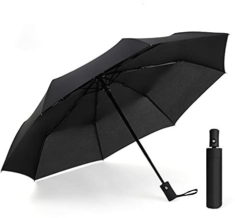 Hannstar Parapluie de voyage, parapluie pliable renforcé coupe-vent, compact, automatique, léger, solide et portable pour homme et femme