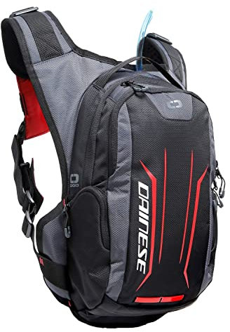 Dainese Alligator Backpack, Motorrad Rucksack Adventure mit integrierter 2-Liter-Trinkblase, Schwarz/Rot, N