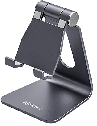 AISENS Soporte De Sobremesa Tamaño M Ajustable (1 Pivote) Para Movil / Tablet. Gris