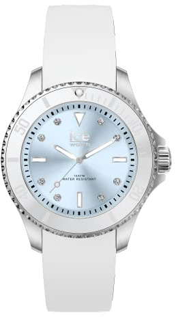 Ice-Watch - ICE steel White pastel blue - Silbergraue Damenuhr mit Silikonarmband - 020365 (Small)