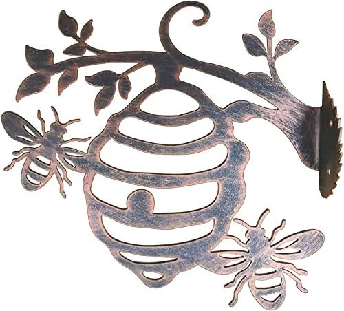 CAZARU Piquet de Jardin girouette Abeille Mur girouettes Art métal rouillé Ruche Abeille en Acier Inoxydable girouette pour abris Toit cabane Cour extérieur Jardin Ornements