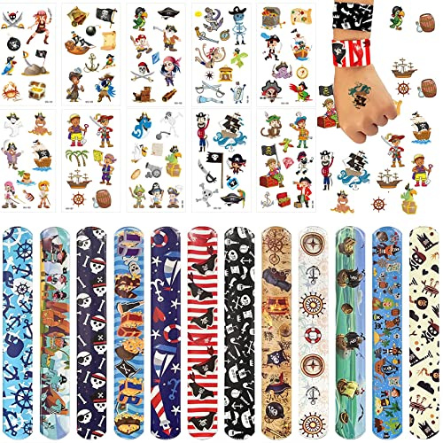TZQFROCE Juego de 22 pulseras piratas, 22 unidades, decoración de cumpleaños infantil, pulseras para niños, cumpleaños